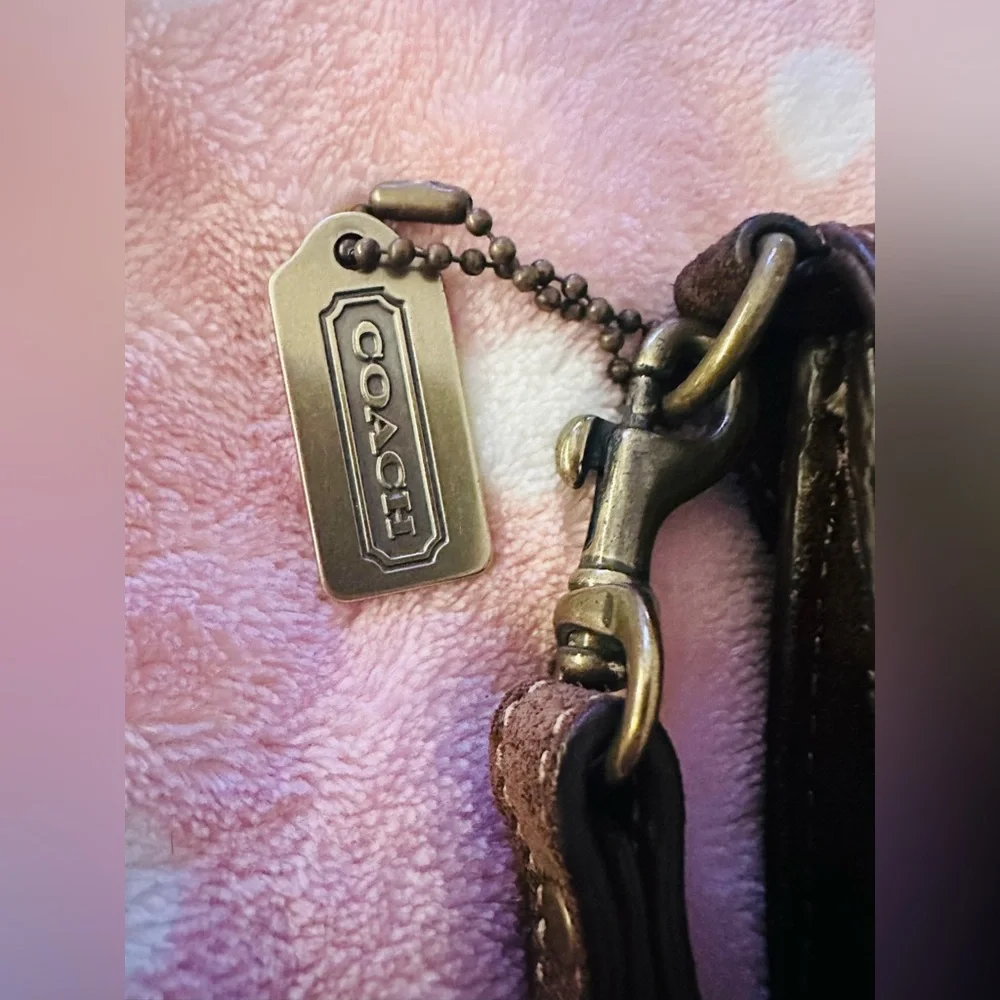 Authentic Vintage Coach Brown Suede  and Leather Clutch with Brass Buckle! - Picture 5 of 10
